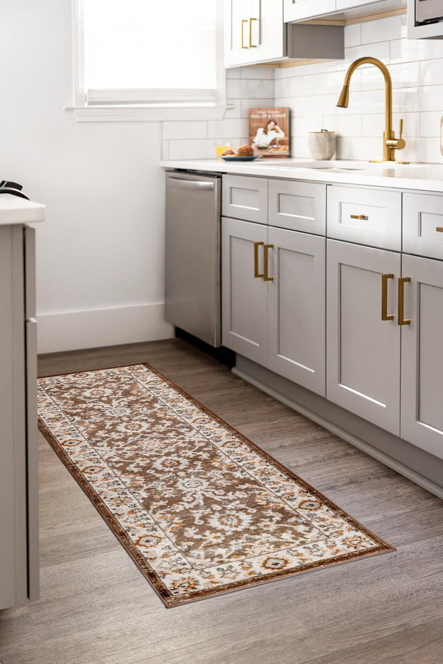 Brown 2' x 8' Charlotte Runner Area Rug 100% Polypropylene With Jute Backing Traditional Classical Durable Carpet for Living Dining Office Rooms for Sale at Rug Engine