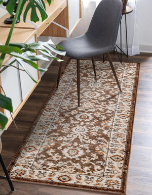Brown 3' 1 x 13' 1 Charlotte Runner Area Rug 100% Polypropylene With Jute Backing Traditional Classical Durable Carpet for Living Dining Office Rooms for Sale at Rug Engine