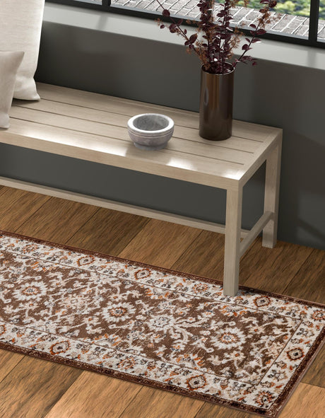 Brown 3' 1 x 13' 1 Charlotte Runner Area Rug 100% Polypropylene With Jute Backing Traditional Classical Durable Carpet for Living Dining Office Rooms for Sale at Rug Engine