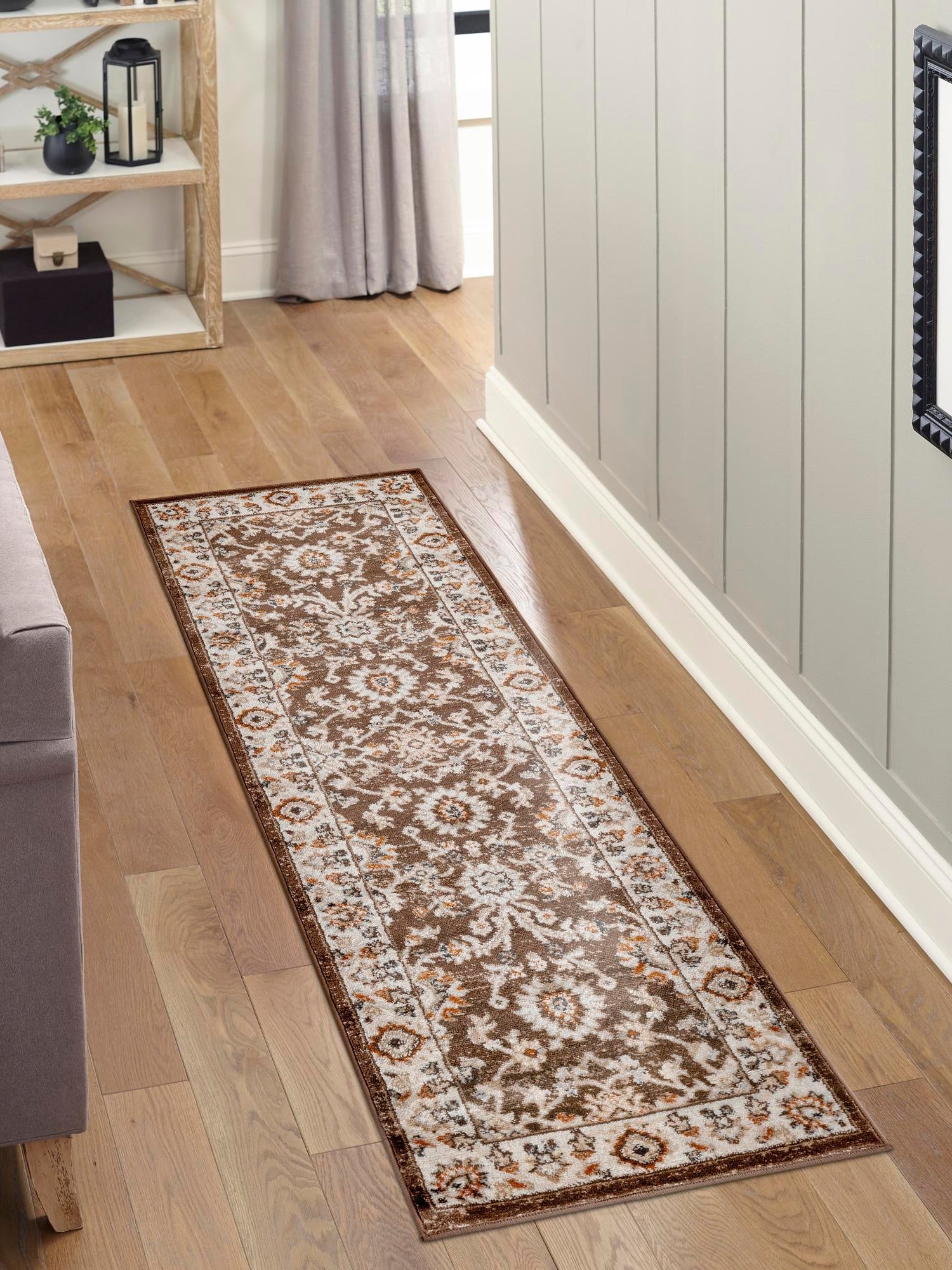 Brown 2' x 6' 1 Charlotte Runner Area Rug 100% Polypropylene With Jute Backing Traditional Classical Durable Carpet for Living Dining Office Rooms for Sale at Rug Engine