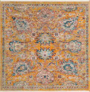 Yellow 3' 11 x 3' 11 Lola Square Area Rug Polypropylene With Jute Backing Traditional Pattern Easy Clean Carpet for Home Interior Design for Sale at Rug Engine