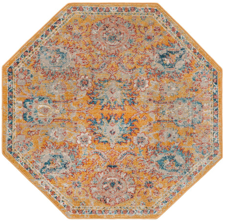 Yellow 3' 11 x 3' 11 Lola Octagon Area Rug Polypropylene With Jute Backing Traditional Pattern Easy Clean Carpet for Home Interior Design for Sale at Rug Engine