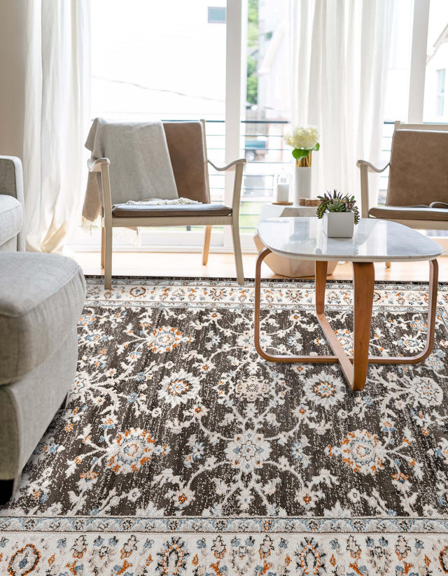 Fume Gray 4' 1 x 6' 1 Charlotte Rectangle Area Rug 100% Polypropylene With Jute Backing Traditional Classical Durable Carpet for Living Dining Office Rooms for Sale at Rug Engine