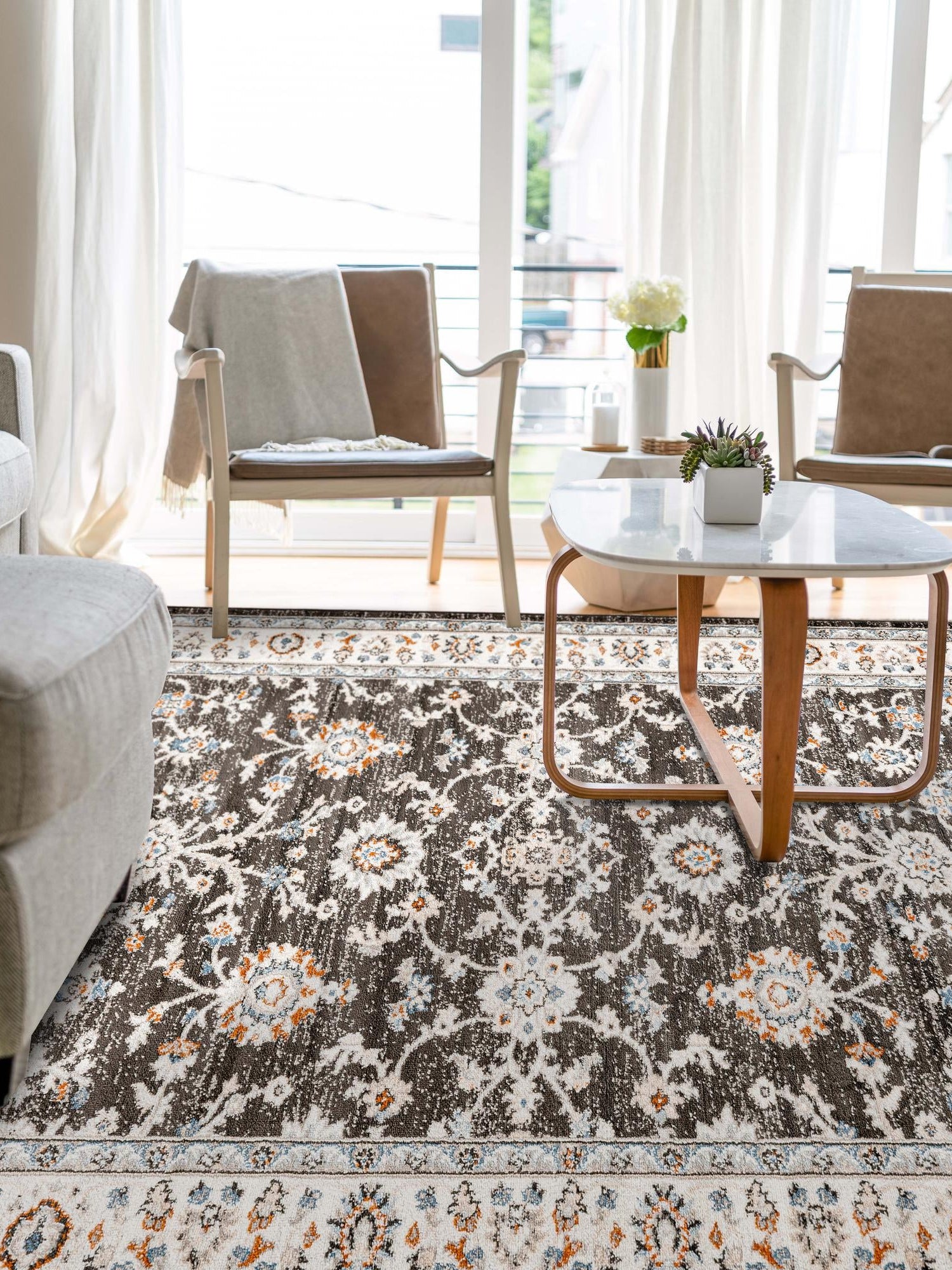 Fume Gray 9' x 12' Charlotte Rectangle Area Rug 100% Polypropylene With Jute Backing Traditional Classical Durable Carpet for Living Dining Office Rooms for Sale at Rug Engine