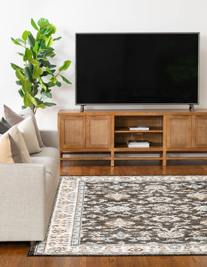 Fume Gray 9' x 12' Charlotte Rectangle Area Rug 100% Polypropylene With Jute Backing Traditional Classical Durable Carpet for Living Dining Office Rooms for Sale at Rug Engine