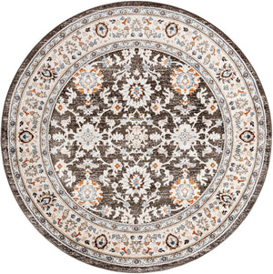 Fume Gray 7' 10 x 7' 10 Charlotte Round Area Rug 100% Polypropylene With Jute Backing Traditional Classical Durable Carpet for Living Dining Office Rooms for Sale at Rug Engine
