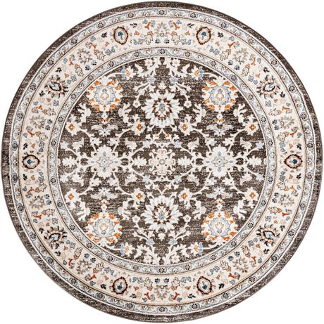Fume Gray 7' 10 x 7' 10 Charlotte Round Area Rug 100% Polypropylene With Jute Backing Traditional Classical Durable Carpet for Living Dining Office Rooms for Sale at Rug Engine