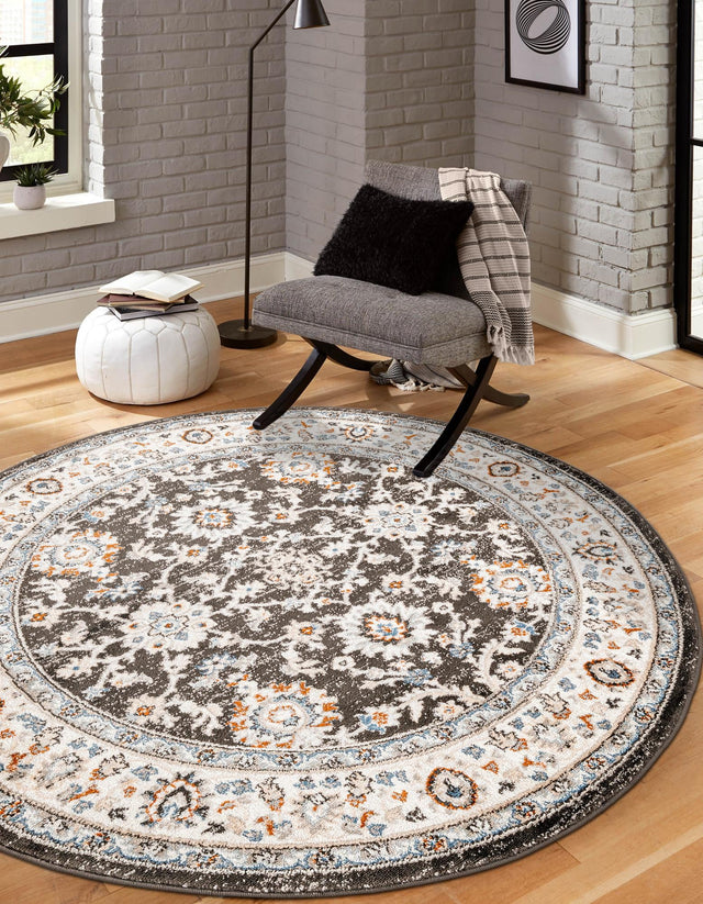 Fume Gray 3' 1 x 3' 1 Charlotte Round Area Rug 100% Polypropylene With Jute Backing Traditional Classical Durable Carpet for Living Dining Office Rooms for Sale at Rug Engine