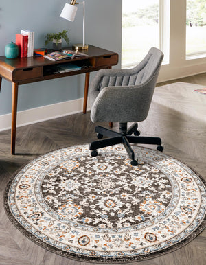Fume Gray 3' 1 x 3' 1 Charlotte Round Area Rug 100% Polypropylene With Jute Backing Traditional Classical Durable Carpet for Living Dining Office Rooms for Sale at Rug Engine