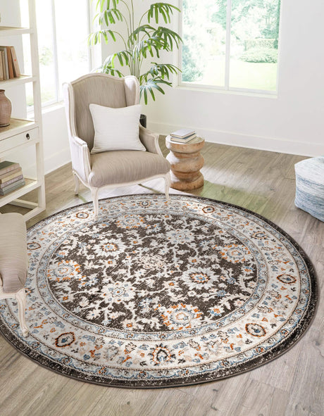 Fume Gray 3' 1 x 3' 1 Charlotte Round Area Rug 100% Polypropylene With Jute Backing Traditional Classical Durable Carpet for Living Dining Office Rooms for Sale at Rug Engine