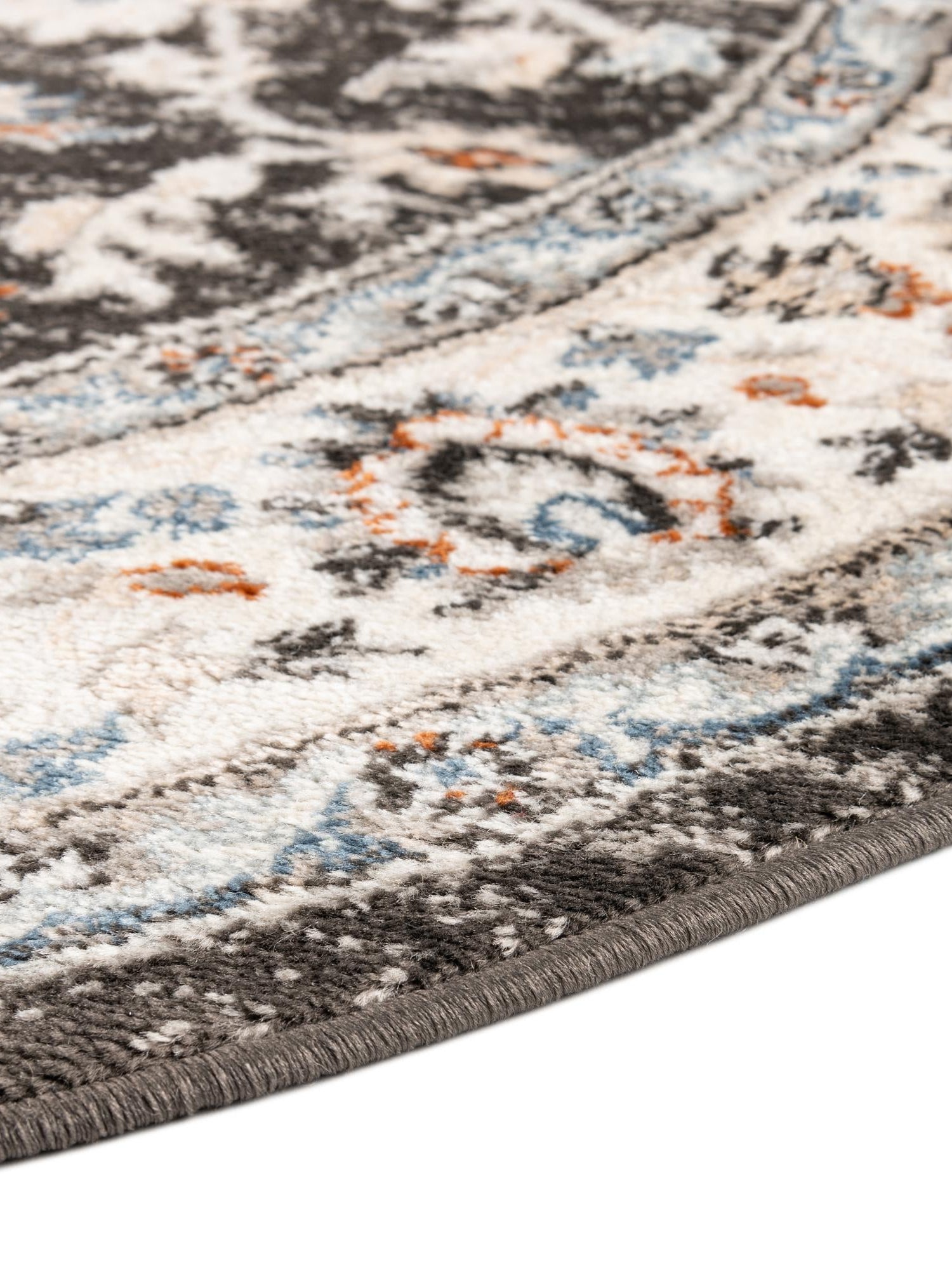 Fume Gray 3' 1 x 3' 1 Charlotte Round Area Rug 100% Polypropylene With Jute Backing Traditional Classical Durable Carpet for Living Dining Office Rooms for Sale at Rug Engine