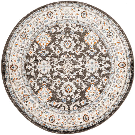 Fume Gray 5' 3 x 5' 3 Charlotte Round Area Rug 100% Polypropylene With Jute Backing Traditional Classical Durable Carpet for Living Dining Office Rooms for Sale at Rug Engine