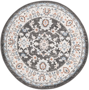 Fume Gray 3' 1 x 3' 1 Charlotte Round Area Rug 100% Polypropylene With Jute Backing Traditional Classical Durable Carpet for Living Dining Office Rooms for Sale at Rug Engine