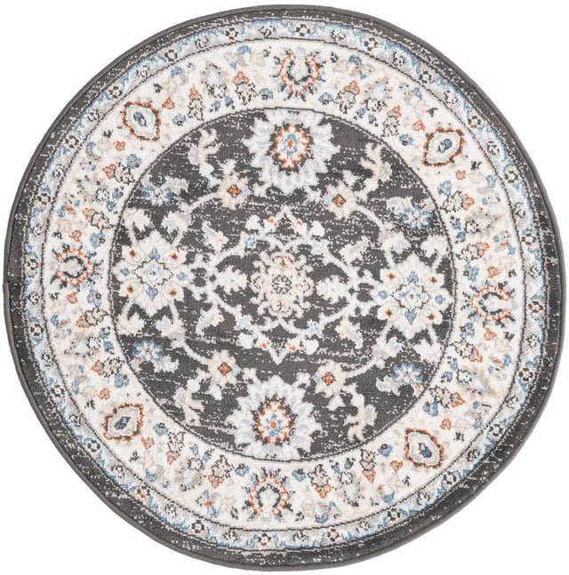 Fume Gray 3' 1 x 3' 1 Charlotte Round Area Rug 100% Polypropylene With Jute Backing Traditional Classical Durable Carpet for Living Dining Office Rooms for Sale at Rug Engine