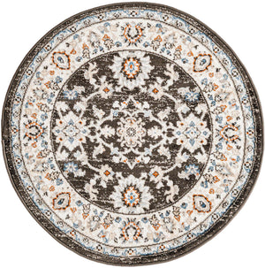 Fume Gray 3' 1 x 3' 1 Charlotte Round Area Rug 100% Polypropylene With Jute Backing Traditional Classical Durable Carpet for Living Dining Office Rooms for Sale at Rug Engine