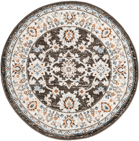 Fume Gray 3' 1 x 3' 1 Charlotte Round Area Rug 100% Polypropylene With Jute Backing Traditional Classical Durable Carpet for Living Dining Office Rooms for Sale at Rug Engine