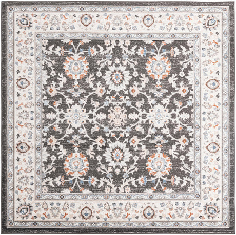 Fume Gray 7' 10 x 7' 10 Charlotte Square Area Rug 100% Polypropylene With Jute Backing Traditional Classical Durable Carpet for Living Dining Office Rooms for Sale at Rug Engine