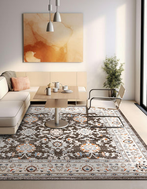 Fume Gray 7' 10 x 7' 10 Charlotte Square Area Rug 100% Polypropylene With Jute Backing Traditional Classical Durable Carpet for Living Dining Office Rooms for Sale at Rug Engine