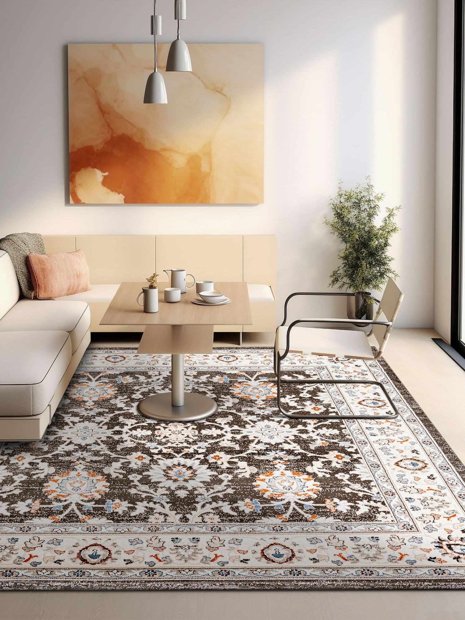 Fume Gray 4' 1 x 4' 1 Charlotte Square Area Rug 100% Polypropylene With Jute Backing Traditional Classical Durable Carpet for Living Dining Office Rooms for Sale at Rug Engine
