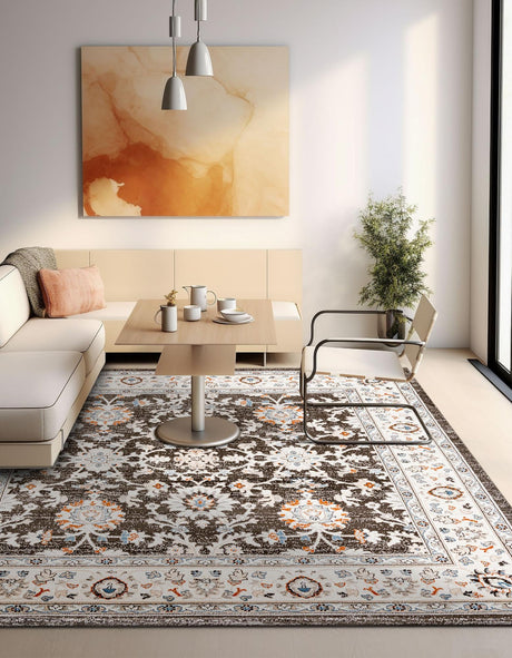 Fume Gray 4' 1 x 4' 1 Charlotte Square Area Rug 100% Polypropylene With Jute Backing Traditional Classical Durable Carpet for Living Dining Office Rooms for Sale at Rug Engine