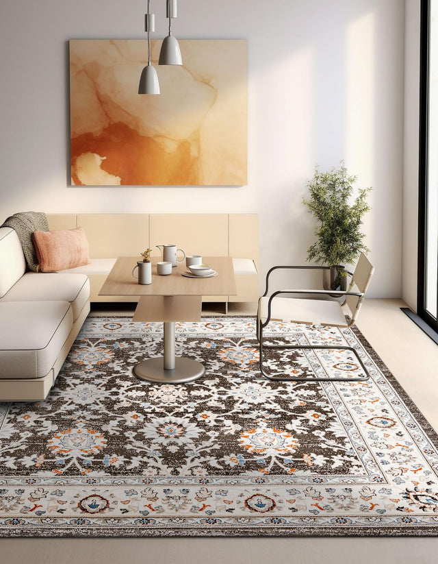 Fume Gray 4' 1 x 4' 1 Charlotte Square Area Rug 100% Polypropylene With Jute Backing Traditional Classical Durable Carpet for Living Dining Office Rooms for Sale at Rug Engine