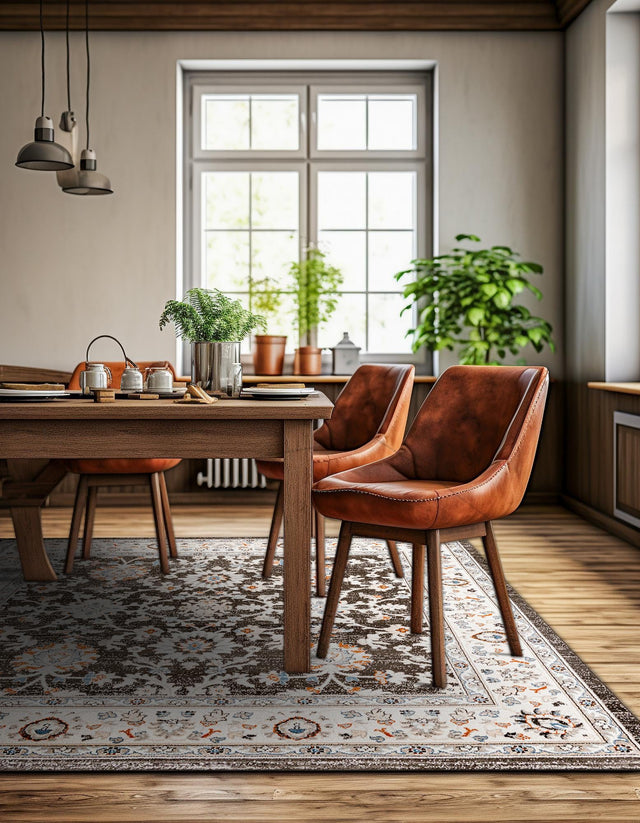 Fume Gray 5' 3 x 5' 3 Charlotte Square Area Rug 100% Polypropylene With Jute Backing Traditional Classical Durable Carpet for Living Dining Office Rooms for Sale at Rug Engine