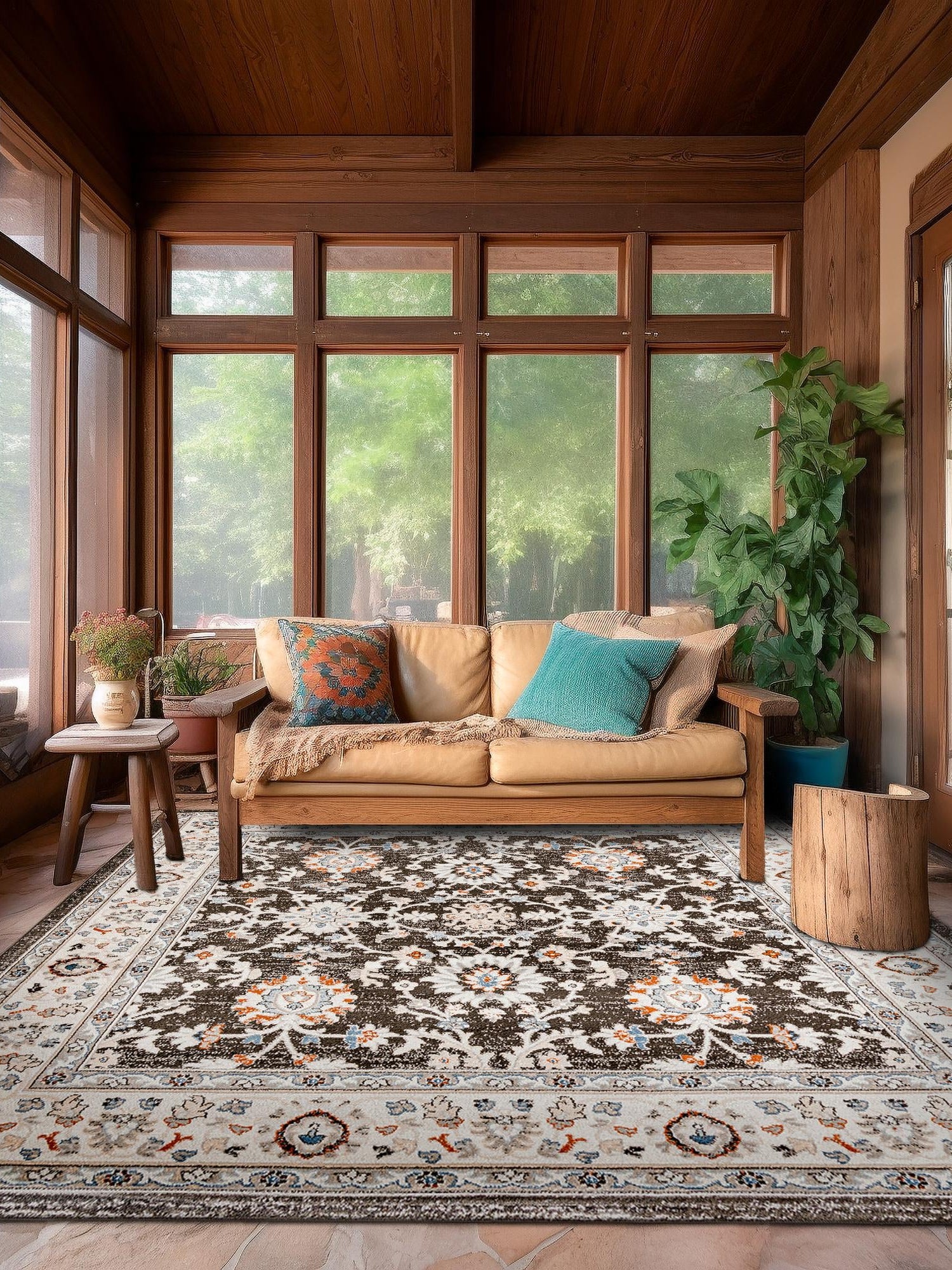 Fume Gray 5' 3 x 5' 3 Charlotte Square Area Rug 100% Polypropylene With Jute Backing Traditional Classical Durable Carpet for Living Dining Office Rooms for Sale at Rug Engine