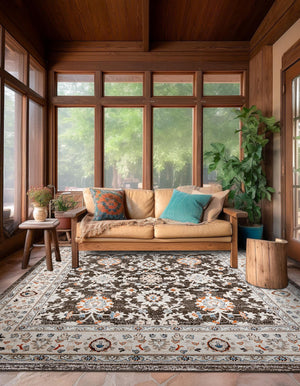 Fume Gray 5' 3 x 5' 3 Charlotte Square Area Rug 100% Polypropylene With Jute Backing Traditional Classical Durable Carpet for Living Dining Office Rooms for Sale at Rug Engine