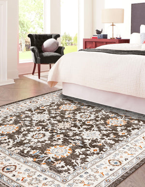 Fume Gray 7' 10 x 7' 10 Charlotte Square Area Rug 100% Polypropylene With Jute Backing Traditional Classical Durable Carpet for Living Dining Office Rooms for Sale at Rug Engine