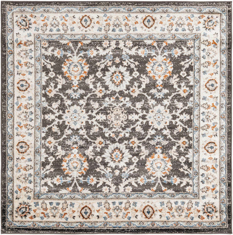 Fume Gray 5' 3 x 5' 3 Charlotte Square Area Rug 100% Polypropylene With Jute Backing Traditional Classical Durable Carpet for Living Dining Office Rooms for Sale at Rug Engine