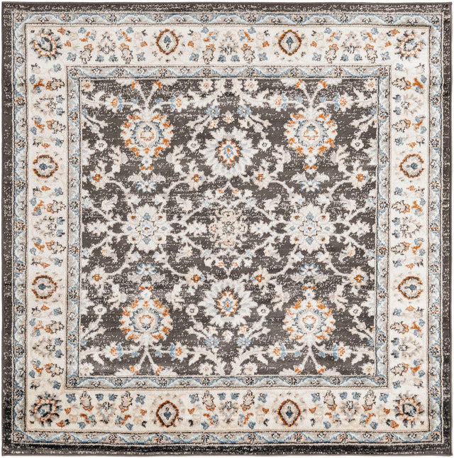 Fume Gray 5' 3 x 5' 3 Charlotte Square Area Rug 100% Polypropylene With Jute Backing Traditional Classical Durable Carpet for Living Dining Office Rooms for Sale at Rug Engine