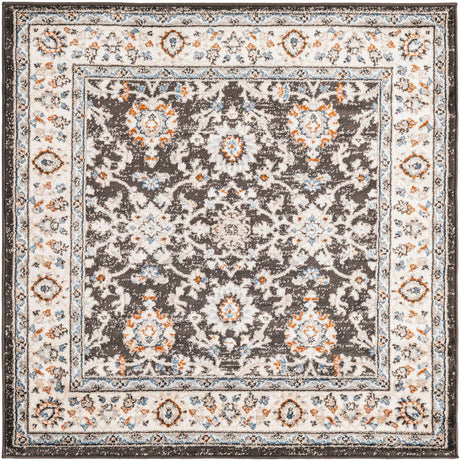 Fume Gray 4' 1 x 4' 1 Charlotte Square Area Rug 100% Polypropylene With Jute Backing Traditional Classical Durable Carpet for Living Dining Office Rooms for Sale at Rug Engine