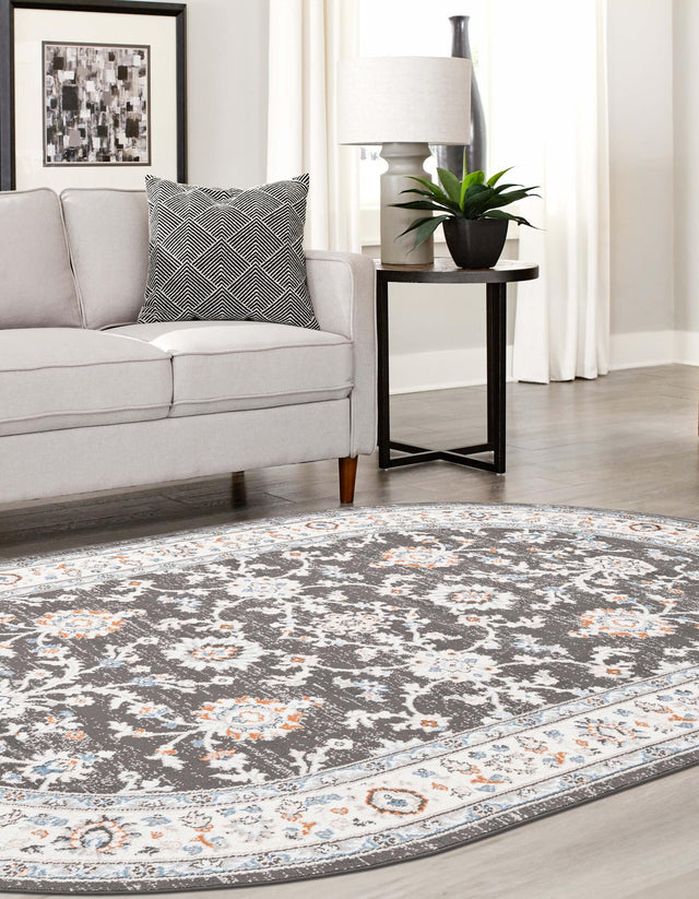Fume Gray 4' 1 x 6' 1 Charlotte Oval Area Rug 100% Polypropylene With Jute Backing Traditional Classical Durable Carpet for Living Dining Office Rooms for Sale at Rug Engine