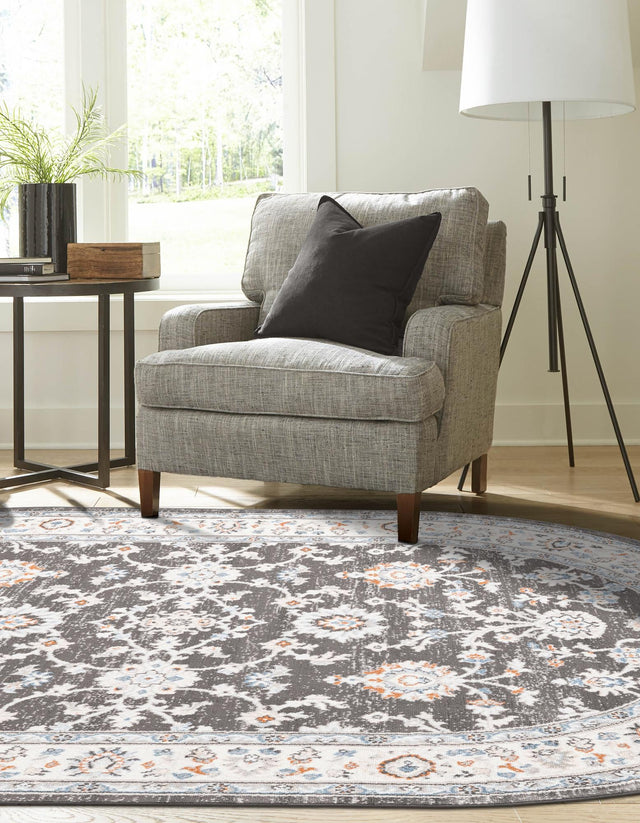 Fume Gray 5' 3 x 8' Charlotte Oval Area Rug 100% Polypropylene With Jute Backing Traditional Classical Durable Carpet for Living Dining Office Rooms for Sale at Rug Engine