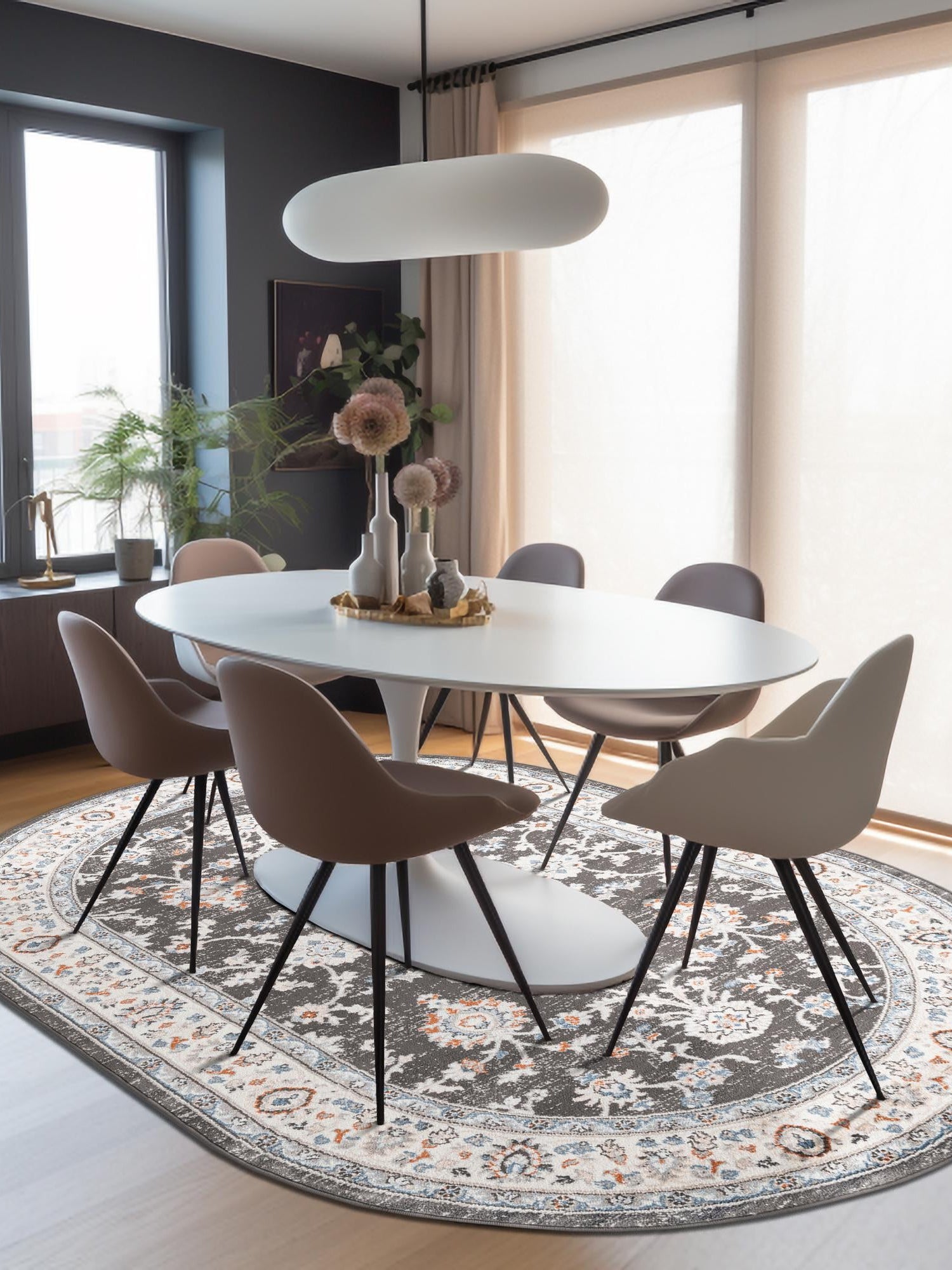 Fume Gray 7' 10 x 10' Charlotte Oval Area Rug 100% Polypropylene With Jute Backing Traditional Classical Durable Carpet for Living Dining Office Rooms for Sale at Rug Engine