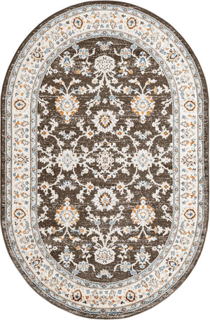 Fume Gray 5' 3 x 8' Charlotte Oval Area Rug 100% Polypropylene With Jute Backing Traditional Classical Durable Carpet for Living Dining Office Rooms for Sale at Rug Engine