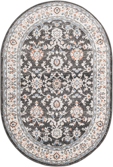 Fume Gray 4' 1 x 6' 1 Charlotte Oval Area Rug 100% Polypropylene With Jute Backing Traditional Classical Durable Carpet for Living Dining Office Rooms for Sale at Rug Engine