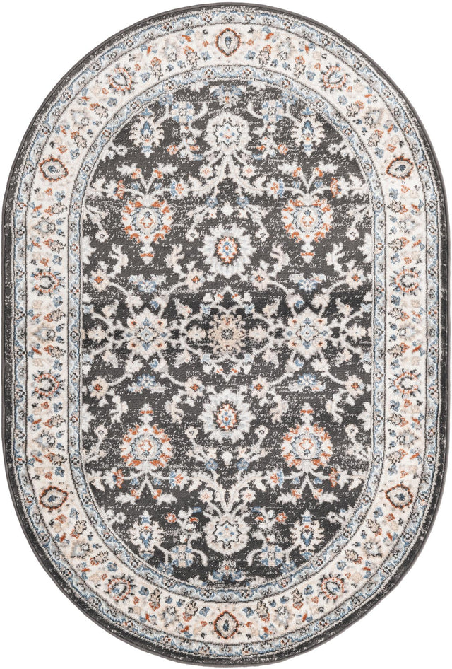Fume Gray 4' 1 x 6' 1 Charlotte Oval Area Rug 100% Polypropylene With Jute Backing Traditional Classical Durable Carpet for Living Dining Office Rooms for Sale at Rug Engine