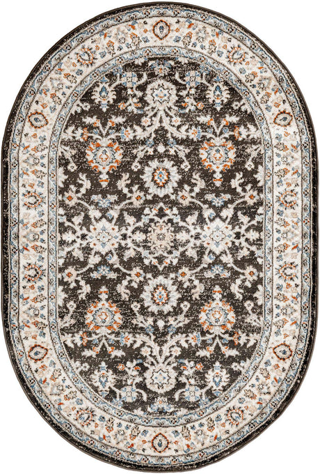 Fume Gray 4' 1 x 6' 1 Charlotte Oval Area Rug 100% Polypropylene With Jute Backing Traditional Classical Durable Carpet for Living Dining Office Rooms for Sale at Rug Engine