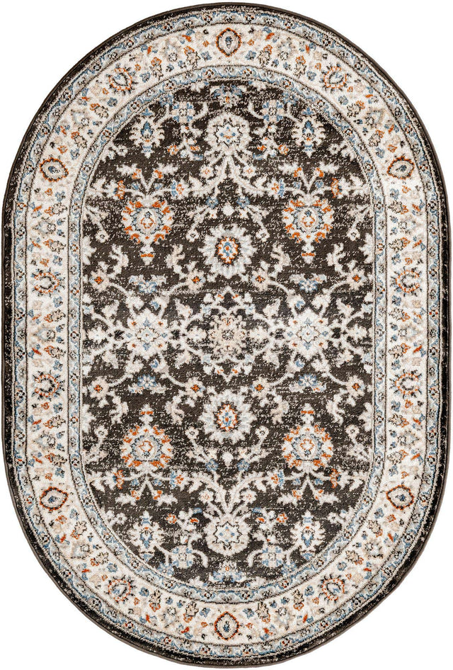 Fume Gray 4' 1 x 6' 1 Charlotte Oval Area Rug 100% Polypropylene With Jute Backing Traditional Classical Durable Carpet for Living Dining Office Rooms for Sale at Rug Engine