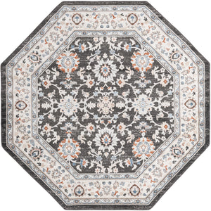 Fume Gray 7' 10 x 7' 10 Charlotte Octagon Area Rug 100% Polypropylene With Jute Backing Traditional Classical Durable Carpet for Living Dining Office Rooms for Sale at Rug Engine