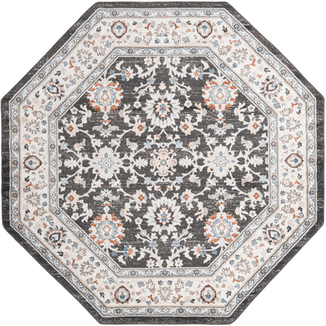 Fume Gray 7' 10 x 7' 10 Charlotte Octagon Area Rug 100% Polypropylene With Jute Backing Traditional Classical Durable Carpet for Living Dining Office Rooms for Sale at Rug Engine