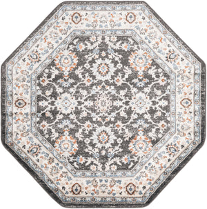 Fume Gray 5' 3 x 5' 3 Charlotte Octagon Area Rug 100% Polypropylene With Jute Backing Traditional Classical Durable Carpet for Living Dining Office Rooms for Sale at Rug Engine