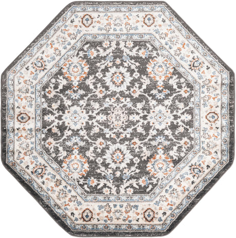 Fume Gray 5' 3 x 5' 3 Charlotte Octagon Area Rug 100% Polypropylene With Jute Backing Traditional Classical Durable Carpet for Living Dining Office Rooms for Sale at Rug Engine