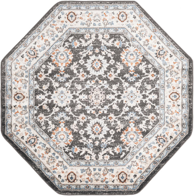 Fume Gray 5' 3 x 5' 3 Charlotte Octagon Area Rug 100% Polypropylene With Jute Backing Traditional Classical Durable Carpet for Living Dining Office Rooms for Sale at Rug Engine