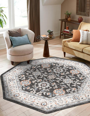 Fume Gray 7' 10 x 7' 10 Charlotte Octagon Area Rug 100% Polypropylene With Jute Backing Traditional Classical Durable Carpet for Living Dining Office Rooms for Sale at Rug Engine