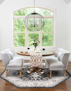 Fume Gray 7' 10 x 7' 10 Charlotte Octagon Area Rug 100% Polypropylene With Jute Backing Traditional Classical Durable Carpet for Living Dining Office Rooms for Sale at Rug Engine