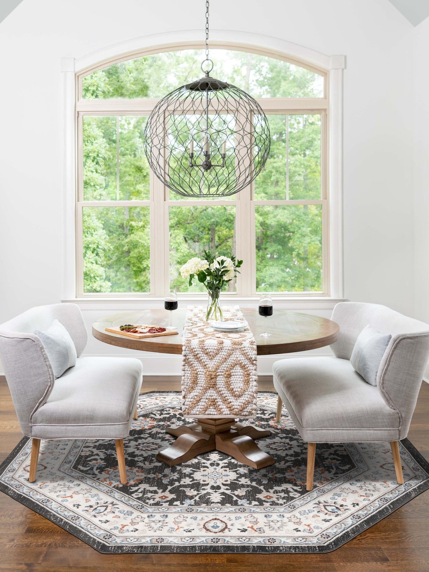 Fume Gray 5' 3 x 5' 3 Charlotte Octagon Area Rug 100% Polypropylene With Jute Backing Traditional Classical Durable Carpet for Living Dining Office Rooms for Sale at Rug Engine