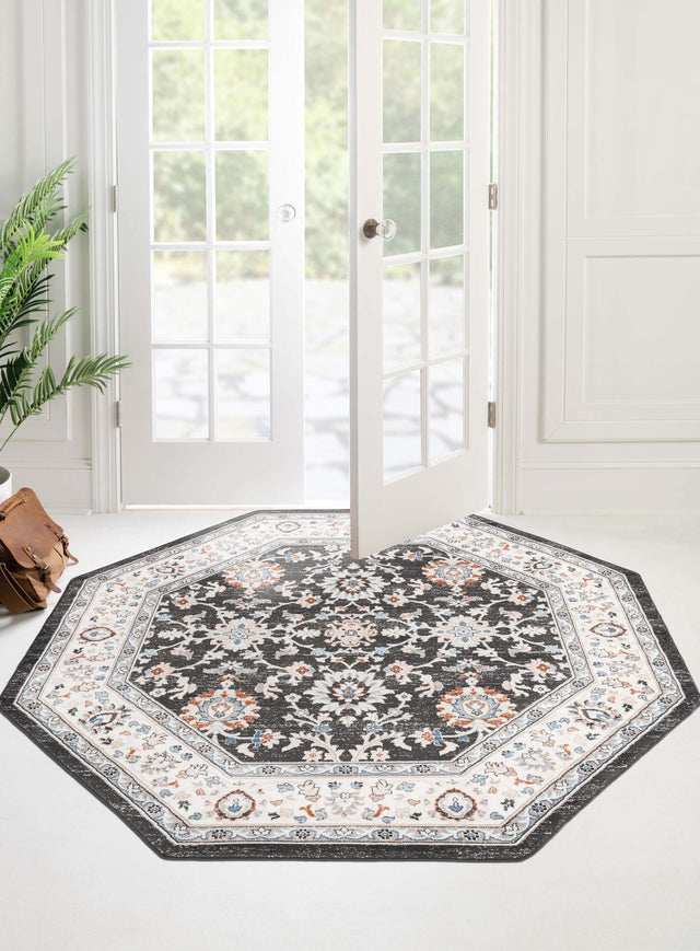 Fume Gray 7' 10 x 7' 10 Charlotte Octagon Area Rug 100% Polypropylene With Jute Backing Traditional Classical Durable Carpet for Living Dining Office Rooms for Sale at Rug Engine