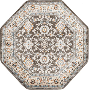 Fume Gray 5' 3 x 5' 3 Charlotte Octagon Area Rug 100% Polypropylene With Jute Backing Traditional Classical Durable Carpet for Living Dining Office Rooms for Sale at Rug Engine